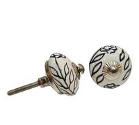 KNOBSWORLD Set di 6 pomelli per porte in ceramica dipinti a mano, design classico Mandala per cassetti, armadi, cassettiere, armadi, mobili, maniglie delle porte con viti e dadi (15)