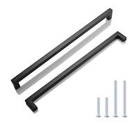 KNOBWELL Confezione da 20 maniglie nere opache per mobili da cucina, in acciaio inossidabile, foro centrale da 32-3/5 pollici, lunghezza totale 33 cm, tiri per cassetti