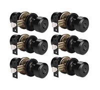 KNOBWELL Confezione da 6 pomelli neri opachi per porta della privacy, in acciaio inox, senza chiave, per porte interne, con serratura, per camera da letto, bagno, rotondi, moderni, neri