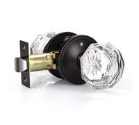 KNOBWELL Pomello per porta in cristallo, per la privacy, per camera da letto e bagno, ottagonale a forma di diamante, per interni con serratura, bronzo lucidato ad olio, confezione da 10