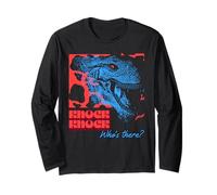 Knock Knock Who's There (Dichiarazione divertente e grafica dinosauro) Maglia a Manica