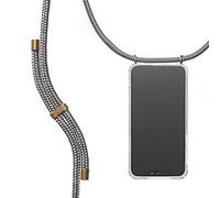 KNOK Catena per cellulare compatibile con Apple iPhone 15 Pro, custodia in silicone con nastro, per smartphone da appendere, custodia trasparente con cordino, colore: grigio