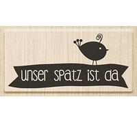 Knorr Prandell 211800203 Knorr prandell 211800203 - Timbro in legno (nascita), dimensioni 7,5 x 3,4 cm, motivo: il nostro spatz è lì