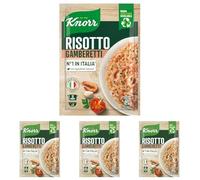 Knorr Risotto con Gamberetti, Risotto Pronto con Ingredienti Naturali, 100% Riso Italiano e Chicci al Dente, Preparazione in Pentola o al Microonde, 175g, 2 Porzioni (Confezione da 4)