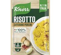 Knorr Risotto con Zafferano e Funghi Porcini, Risotto Pronto con Ingredienti Naturali, 100% Riso Italiano e Chicci al Dente, Preparazione in Pentola o al Microonde, 175g, 2 Porzioni