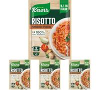 Knorr Risotto Pomodoro e Funghi, Risotto Pronto con Ingredienti Naturali, 100% Riso Italiano e Chicci al Dente, Preparazione in Pentola o al Microonde, 175g, 2 Porzioni (Confezione da 4)