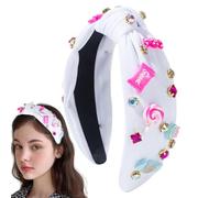 Knotted Hair Accessories, Rhinestone Knot Hairband, 13 x 17 cm Size, Womens Lollipop Headband, Fashionable Headbands, Comfortable Fit for Everyday Wear, Pink, Red, White