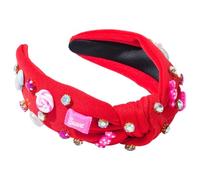 Knotted Hair Accessories, Rhinestone Knot Hairband, 13 x 17 cm Size, Womens Lollipop Headband, Fashionable Headbands, Comfortable Fit for Everyday Wear, Pink, Red, White