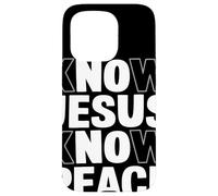 Know Jesus Know Peace Frasi Fede Cristiana Spirituale Custodia per iPhone 15 Pro