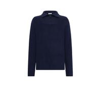 KnowledgeCotton Apparel - 1/2 Neck Zip Merino Wool Rib Knit - Pullover in lana merino M blu