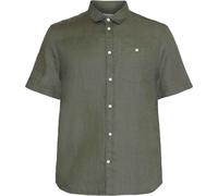 Knowledge Cotton Apparel - Regular Linen Short Sleeve Shirt - Regular Linen Short Sleeve Shirt Burned Olive per Uomo in Cotone - Taglia L - Kaki Kaki L