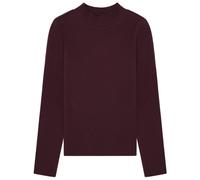 Knowledge Cotton High Neck Rib Blouse W - maglia a maniche lunghe - donna L Bordeaux woman Cotone Organico/Biologico