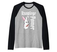 Knowledge Is Power - Coltello a Forma di Coniglietto Kawaii Maglia con Maniche Raglan