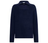 KnowledgeCotton Apparel - 1/2 Neck Zip Merino Wool Rib Knit - Pullover in lana merino M blu