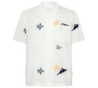 KnowledgeCotton Apparel - Box Fit S/S Shirt Embroidery - Camicia XL bianco