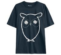 KnowledgeCotton Apparel - Regular Big OWL Front Print - T-shirt XXL blu