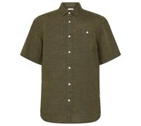 Knowledge Cotton Apparel - Regular Linen Short Sleeve Shirt - Regular Linen Short Sleeve Shirt Burned Olive per Uomo in Cotone - Taglia M - Kaki Kaki M