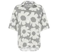 KnowledgeCotton Apparel - Women's Linen-Mix Printed Shirt - Camicetta L grigio/bianco