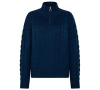 KnowledgeCotton Apparel - Women's M. 1/2 Zip High Neck Cable - Pullover di lana S blu