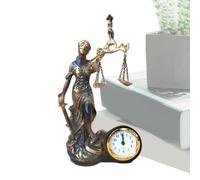 Knowlife Statua della Giustizia - Figurina da Tavolo in Resina con Orologio Integrato,Miniatura Artistica da Scrivania,per Camera da Soggiorno Ufficio Ingresso Libreria Casa e Ambiente Lavorativo