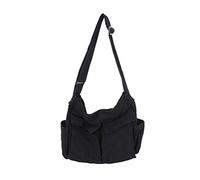 Knowoo Borsa Messenger in tela Borsa a lumaca Hobo di grande capacità con tasche multiple Borse casuali Borsa a tracolla per donne e uomini shopping Viaggio, nero, M