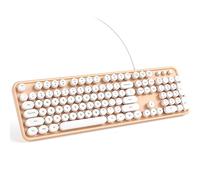 KNOWSQT Tastiera per computer cablata - arancione-bianco retrò full-size tasti rotondi tastiera per macchina da scrivere carino tastiere per Windows, laptop, PC, desktop, computer