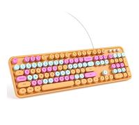 KNOWSQT Tastiera per computer cablata - arancione colorato retrò full-size tasti rotondi tastiera per macchina da scrivere carino tastiera per Windows, laptop, PC, desktop, computer