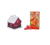 KNOX - Casetta per incenso Romantik in metallo per coni di incenso taglia M - Colore: rosso - Dimensioni: circa 6 x 6 x 6,5 cm - Include 24 coni di incenso - Note di fragranza: fragola