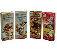 Knox - Set di 4 coni di incenso natalizi, al profumo di marzapane, mandorla arrostita, cannella e cioccolato, quantità: M - 96 pezzi, prodotto in Germania