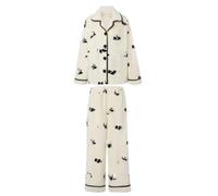 KNQSTYJV Pigiama Donna Cotone Panda Stampa Peluche Set di Abiti da Casa Set Autunno E Inverno Coppia di Maniche Lunghe Uomini E Donne da Pigiama Caldo-Panda Bianco-s