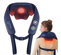 KNQZE® Massaggiatore cervicale senza fili, Massaggiatore schiena e collo ricaricabile, Massaggiatore shiatsu 4D con impastamento profondo, Riscaldamento al grafene potenziato, Regalo festa mamma, Blu