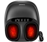 KNQZE Massaggiatore per Piedi con Calore, Massaggio Elettrico con 3 Livelli di Intensità, Funzione Shiatsu per il Relax, Portatile con Telecomando, Fino alla Taglia 47 (Grigio)