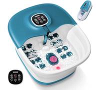 KNQZE Massaggiatore per piedi con riscaldatore e controllo della temperatura, vasca pieghevole per pediluvio con bolle, manuale e telecomando, timer, con 16 rulli shiatsu per alleviare la pressione