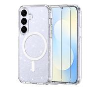 Knrlqim Brillantini Cover per Samsung Galaxy S25 FE Compatibile con MagSafe | Custodia Magnetica Trasparente TPU, 2x Vetro Temperato, Antiurto Antigraffio, Glitzer Case per Samsung S25 FE, Anti-Giallo