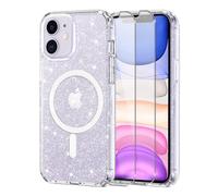Knrlqim Cover per iPhone 11 Compatibile con MagSafe, Brillantini | Custodia Magnetica Trasparente TPU, con 2x Vetro Temperato 9H, Antiurto, Antigraffio, Glitzer Case per iPhone 11, Anti-Giallo
