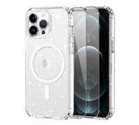 Knrlqim Cover per iPhone 12 Pro Max Compatibile con MagSafe, Brillantini | Custodia Magnetica Trasparente TPU, 2x Vetro Temperato, Antiurto, Antigraffio Glitzer Case per iPhone 12 Pro Max, Anti-Giallo