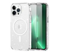 Knrlqim Cover per iPhone 13 Pro Max Compatibile con MagSafe, Brillantini | Custodia Magnetica Trasparente TPU, 2x Vetro Temperato, Antiurto Antigraffio, Glitzer Case per iPhone 13 Pro Max, Anti-Giallo