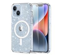 Knrlqim Cover per iPhone 14/13 Compatibile con MagSafe, Brillantini | Custodia Magnetica Trasparente TPU, 2x Vetro Temperato 9H, Antiurto, Antigraffio, Glitzer Case per iPhone 14/13, Anti-Giallo