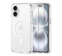 Knrlqim Cover per iPhone 16 Plus Compatibile con MagSafe, Brillantini | Custodia Magnetica Trasparente TPU, 2x Vetro Temperato 9H, Antiurto Antigraffio, Glitzer Case per iPhone 16 Plus, Anti-Giallo