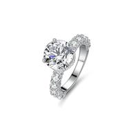KnSam Anelli per partner in vero oro bianco Au 375/585/750, anelli dell'amicizia a 4 artigli, con moissanite, 9 K/14 K/18 K, misura 47-65, Oro bianco 9 carati (375), Moissanite