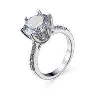 KnSam - Anello da donna con incisione, placcato oro a sei artigli incastonati con zirconi bianchi e placcato Oro, 57 (18.1), colore: bianco, cod. KNSAM20917D195E1468