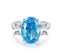 KnSam Anello da sposa classico in oro giallo 18 carati, con laboratorio Padparadscha, rosa ovale, moissanite Platinum PT950, misura 47-65, Oro bianco 14 carati (585), Topazio Moissanite