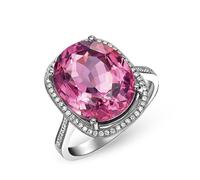 KnSam Anello da sposa in oro bianco 18 carati, Au750, 12,5 carati, con cristalli rosa, classico rosa, moissanite 18 carati, misura 49-70, Oro bianco 18 carati (750), Moissanite Cristallo rosa