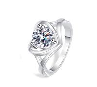 KnSam Anello da sposa in oro bianco 750, con simbolo dell'infinito a forma di cuore, 18 K, in argento, misura 47-65, Oro bianco 14 carati (585), Laboratorio Creato Diamante