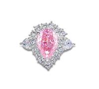 KnSam Anello da sposa in oro giallo 18 carati Au750, delicato e classico, con laboratorio, realizzato con zaffiro rosa taglio a goccia, coppia di anelli moissanite Platinum PT950, misura 47-65, 950
