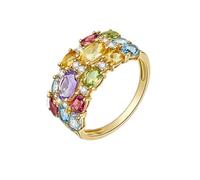 KnSam Anello da sposa in oro giallo 9 K/14 K/18 carati, con gemma naturale, classico, taglio ovale, colorato, anello con moissanite Gold Au750/585/375, misura 47-70, Oro giallo 18 carati (750