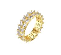 KnSam Anello da sposa in oro giallo Au750 18 carati, con foglia di moissanite taglio marquise, in oro giallo 18 carati, anello di fidanzamento dorato, 61 (19,4)