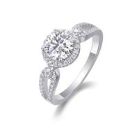 KnSam Anello da sposa PT950 in vero oro platino, con ali d'angelo, anello dell'amicizia con moissanite, platino, misura 57 (18,1)