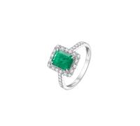 KnSam Anello dell'amicizia in oro bianco 9 K/14 K/18 carati, 1 carati, con smeraldo, classico, taglio rettangolare, verde, vero oro con moissanite Au750/585/375, misura 47-70, Oro bianco 18 carati