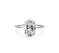 KnSam Anello dell'amicizia in vero oro bianco 9 K/14 K/18 K, classico anello solitario con moissanite taglio ovale, oro bianco Au 375/585/750, misura 47-65, 950 Platinum, Moissanite